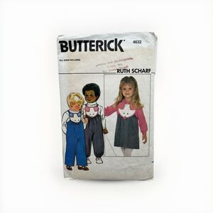 Butterick 4632 Sewing Pattern Toddlers Overalls Jumper Blouse Ruth Scharf Vtg